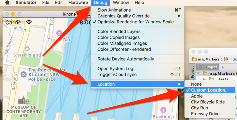 Simulator Location Menu